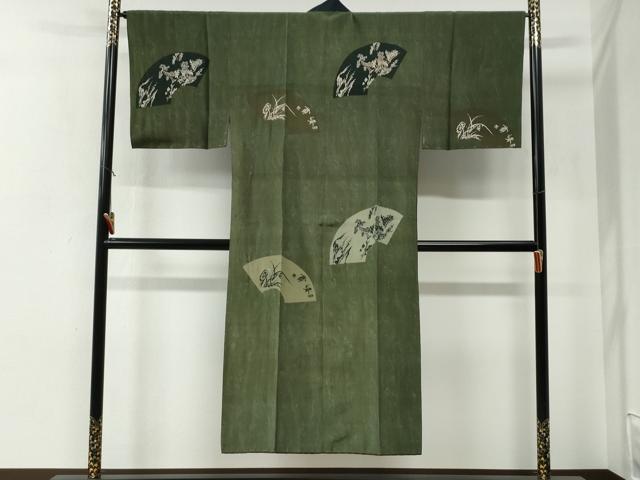 平和屋着物●男性　長襦袢　袷　地紙草木文　正絹　逸品　未使用　CABE3069yc
