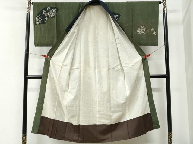 平和屋着物●男性　長襦袢　袷　地紙草木文　正絹　逸品　未使用　CABE3069yc