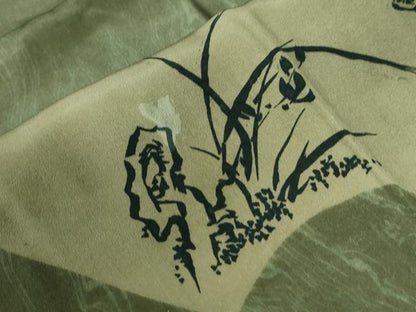 平和屋着物●男性　長襦袢　袷　地紙草木文　正絹　逸品　未使用　CABE3069yc