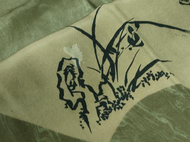 平和屋着物●男性　長襦袢　袷　地紙草木文　正絹　逸品　未使用　CABE3069yc