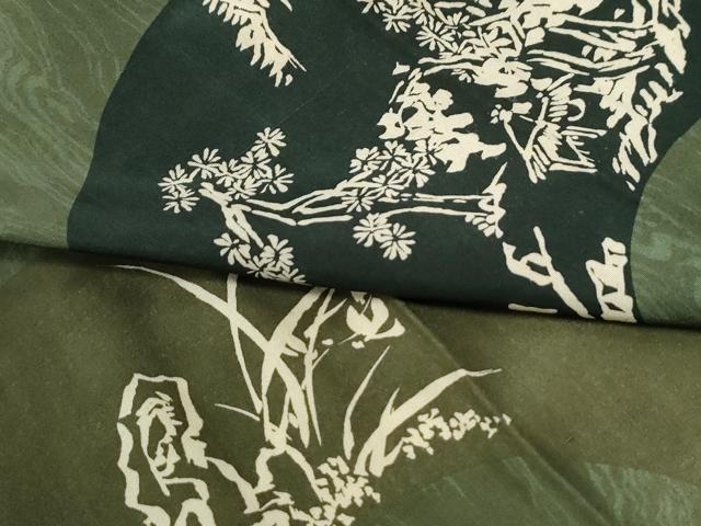 平和屋着物●男性　長襦袢　袷　地紙草木文　正絹　逸品　未使用　CABE3069yc