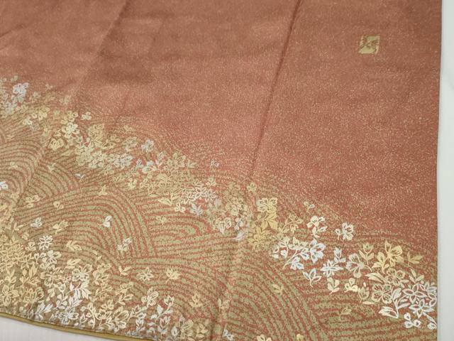 平和屋着物●訪問着　作家物　草花文　金銀彩　正絹　逸品　CABE3071yc