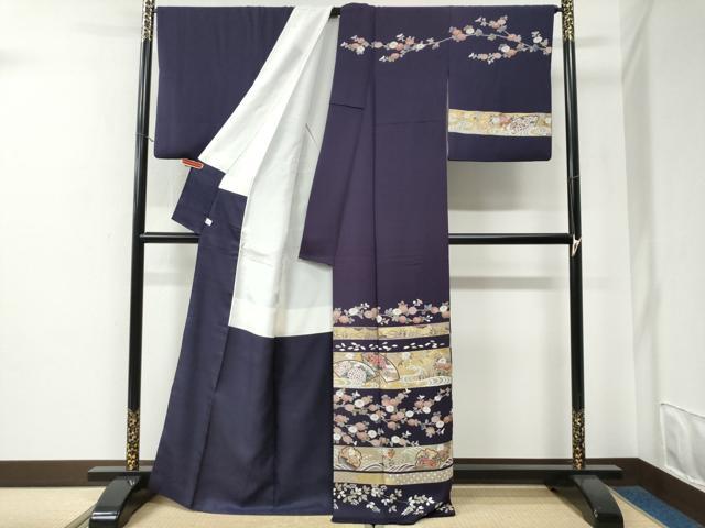 平和屋着物●訪問着　横縞流水地紙雪輪花文　金彩　鈴乃屋扱い　正絹　逸品　CABE3072yc