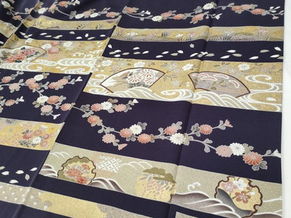 平和屋着物●訪問着　横縞流水地紙雪輪花文　金彩　鈴乃屋扱い　正絹　逸品　CABE3072yc