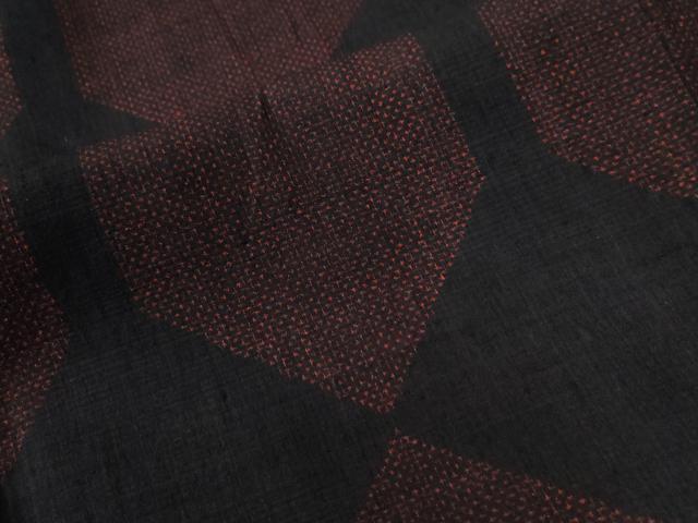 平和屋着物●結城紬　亀甲文　黒地　正絹　逸品　未使用　CABE3073yc