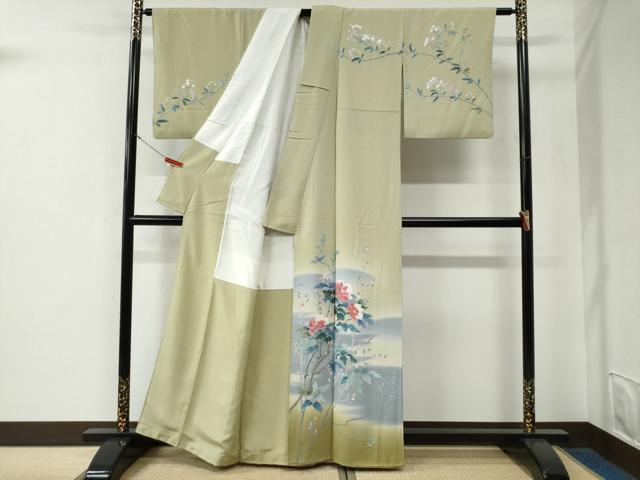 平和屋着物●訪問着　友禅　作家物　枝花文　暈し染め　正絹　逸品　CABE3074yc