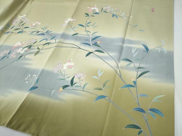 平和屋着物●訪問着　友禅　作家物　枝花文　暈し染め　正絹　逸品　CABE3074yc