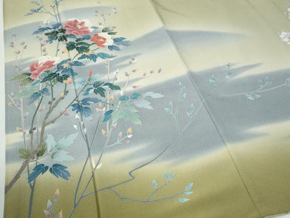平和屋着物●訪問着　友禅　作家物　枝花文　暈し染め　正絹　逸品　CABE3074yc