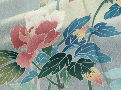 平和屋着物●訪問着　友禅　作家物　枝花文　暈し染め　正絹　逸品　CABE3074yc