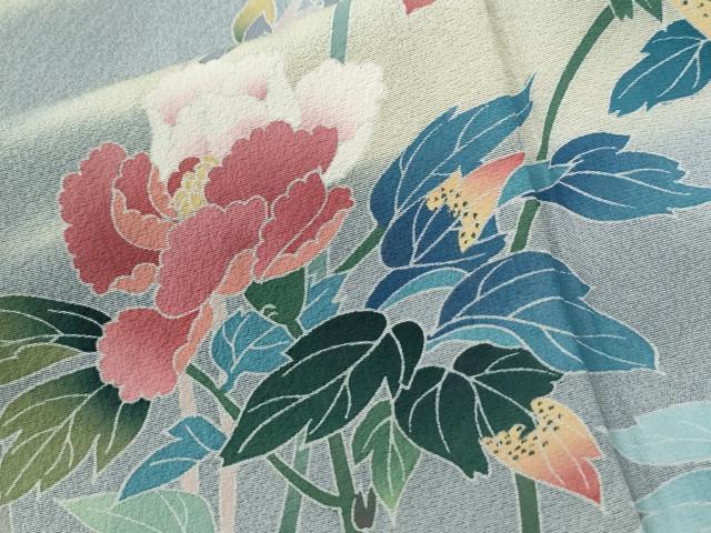 平和屋着物●訪問着　友禅　作家物　枝花文　暈し染め　正絹　逸品　CABE3074yc
