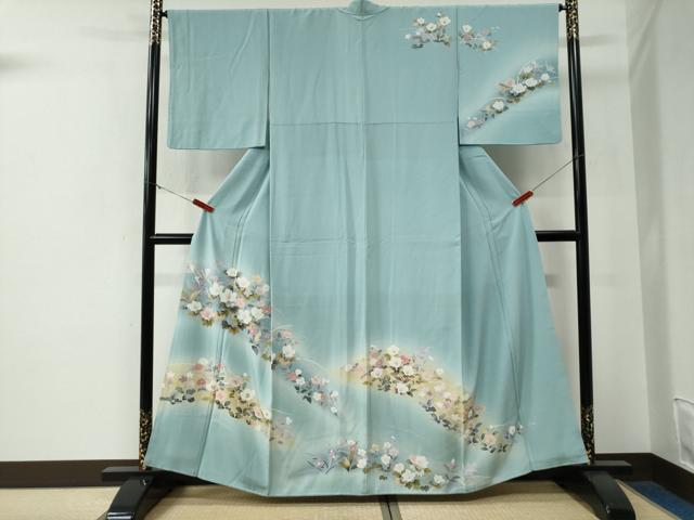 平和屋着物●訪問着　友禅　草花文　暈し染め　正絹　逸品　CABE3075yc