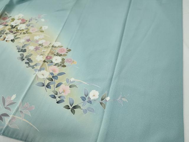 平和屋着物●訪問着　友禅　草花文　暈し染め　正絹　逸品　CABE3075yc