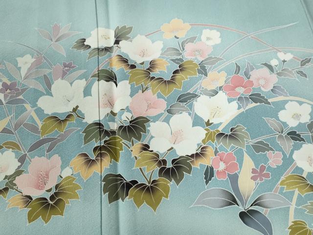 平和屋着物●訪問着　友禅　草花文　暈し染め　正絹　逸品　CABE3075yc