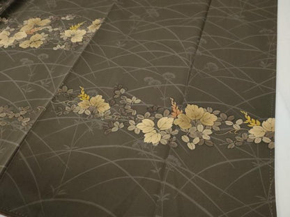 平和屋着物●訪問着　刺繍　芝草花文　金糸　正絹　逸品　未使用　CABE3079yc