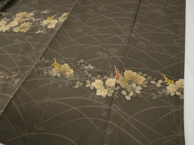 平和屋着物●訪問着　刺繍　芝草花文　金糸　正絹　逸品　未使用　CABE3079yc