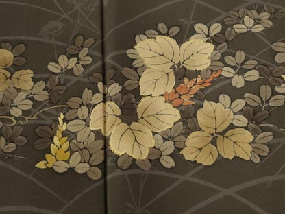 平和屋着物●訪問着　刺繍　芝草花文　金糸　正絹　逸品　未使用　CABE3079yc