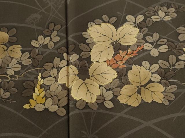平和屋着物●訪問着　刺繍　芝草花文　金糸　正絹　逸品　未使用　CABE3079yc