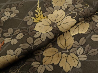 平和屋着物●訪問着　刺繍　芝草花文　金糸　正絹　逸品　未使用　CABE3079yc