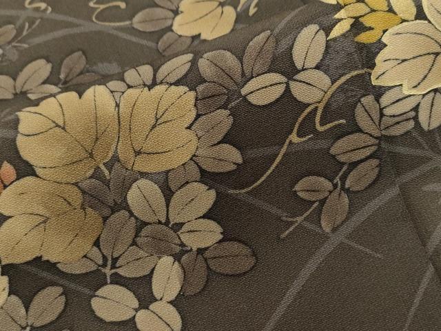 平和屋着物●訪問着　刺繍　芝草花文　金糸　正絹　逸品　未使用　CABE3079yc