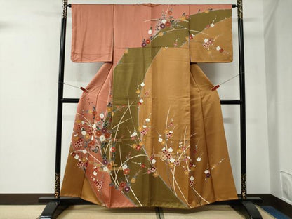 平和屋着物●訪問着　霞吉祥枝花文　正絹　逸品　CABE3080yc