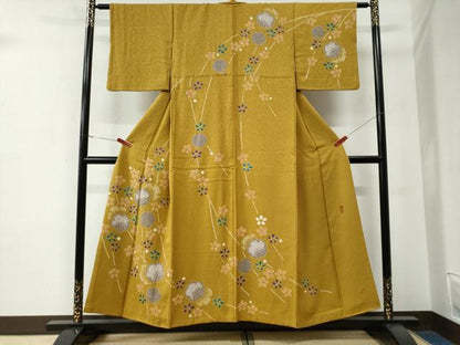 平和屋着物●訪問着　作家物　絞り　舞花文　正絹　逸品　CABE3081yc
