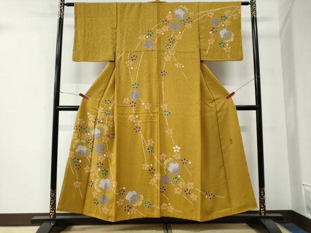 平和屋着物●訪問着　作家物　絞り　舞花文　正絹　逸品　CABE3081yc