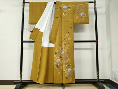 平和屋着物●訪問着　作家物　絞り　舞花文　正絹　逸品　CABE3081yc
