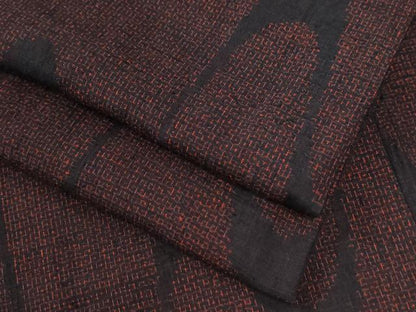 平和屋着物●結城紬　80亀甲　よろけ縞　黒地　正絹　逸品　CABE3083yc