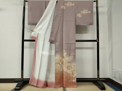 平和屋着物●訪問着　浜松吉祥籬笹花文　暈し染め　金彩　正絹　逸品　未使用　CABE3092yc