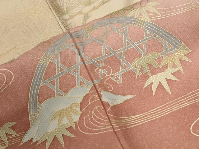 平和屋着物●訪問着　浜松吉祥籬笹花文　暈し染め　金彩　正絹　逸品　未使用　CABE3092yc