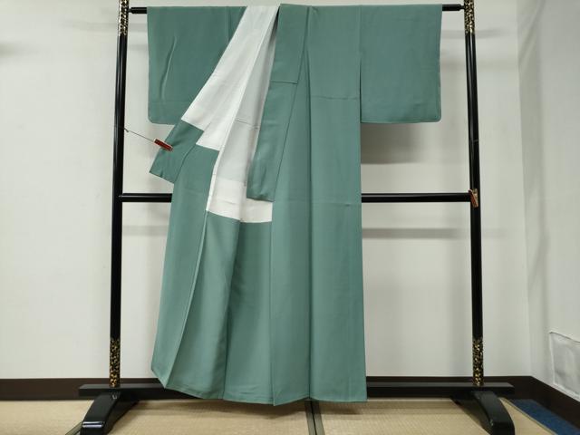 平和屋着物●上質な色無地　青磁色　正絹　逸品　未使用　CABE3093yc