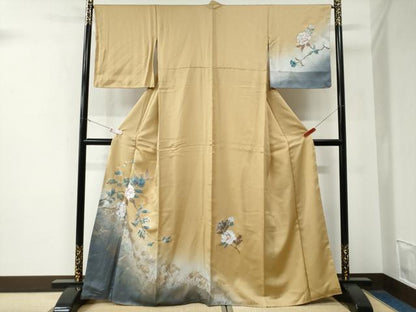 平和屋着物●訪問着　枝牡丹花鳥文　暈し染め　金銀彩　正絹　逸品　未使用　CABE3096yc