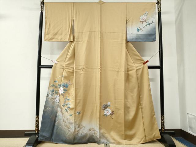 平和屋着物●訪問着　枝牡丹花鳥文　暈し染め　金銀彩　正絹　逸品　未使用　CABE3096yc