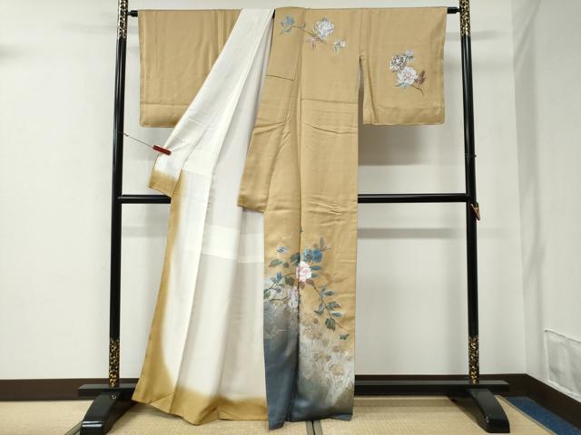 平和屋着物●訪問着　枝牡丹花鳥文　暈し染め　金銀彩　正絹　逸品　未使用　CABE3096yc