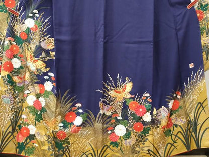 平和屋着物●女優・後藤久美子ブランド　振袖　花蝶文　ラメ糸　金彩　正絹　逸品　CABE3097yc