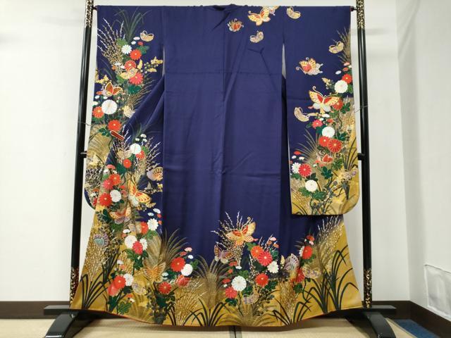 平和屋着物●女優・後藤久美子ブランド　振袖　花蝶文　ラメ糸　金彩　正絹　逸品　CABE3097yc