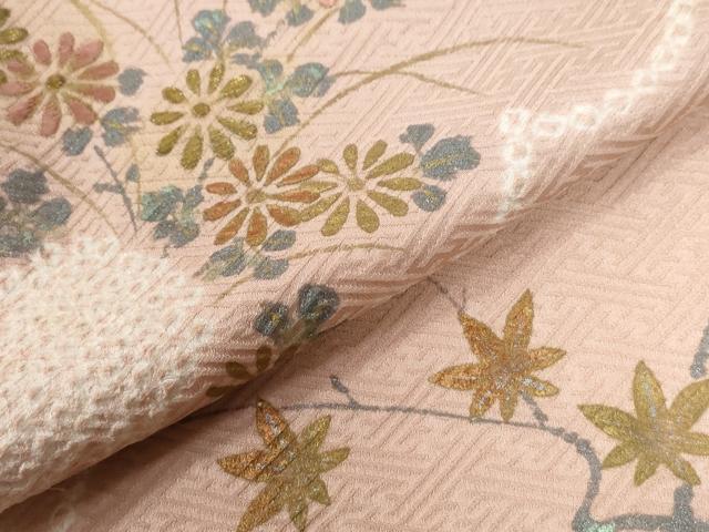 訪問着　絞り　刺繍　雲取り 吉祥草花文　金彩 着物　しつけ糸付き　長身　正絹　華 平和屋着物○訪問着 絞り 刺繍 雲取り草花文 金彩 正絹 逸品 CABE3098yc