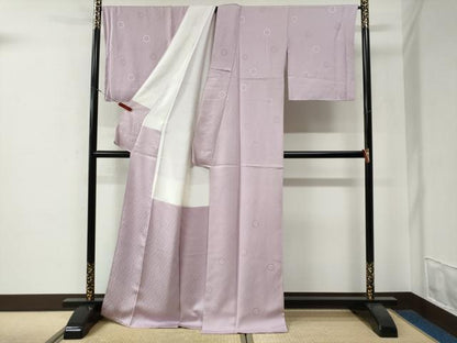 平和屋着物●上質な色無地　舞花地紋　撫子色　ロング丈　正絹　逸品　未使用　CABE3100yc