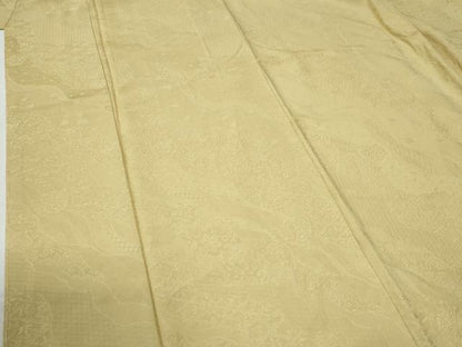 平和屋着物●上質な色無地　道長吉祥花唐草地紋　支子色　正絹　逸品　未使用　CABE3101yc