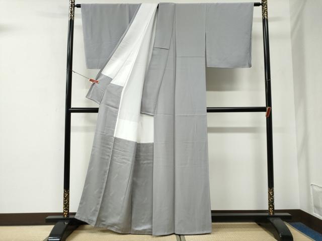 平和屋着物●二代目清次郎監修　手描き　色無地　白鼠色　正絹　逸品　未使用　CABE3102yc
