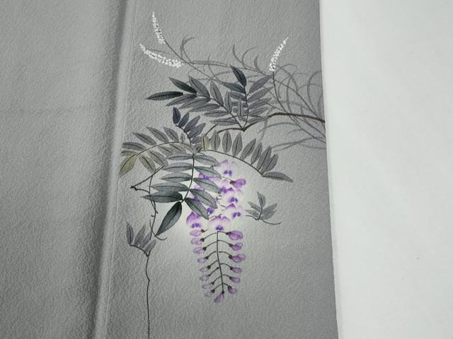 平和屋着物●二代目清次郎監修　手描き　色無地　白鼠色　正絹　逸品　未使用　CABE3102yc
