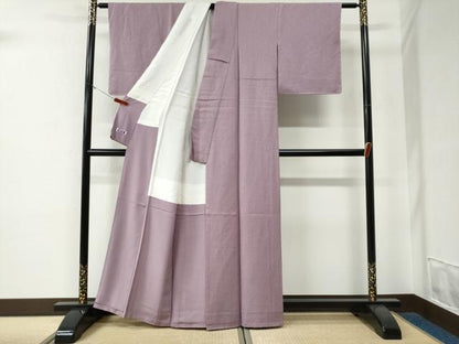 平和屋着物●上質な色無地　紋意匠　紅藤色　正絹　逸品　未使用　CABE3104yc
