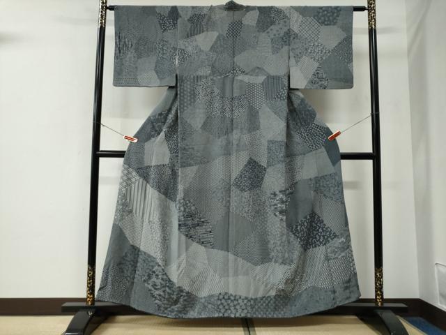 平和屋着物●訪問着　江戸小紋　寄せ小紋柄　正絹　逸品　CABE3108yc