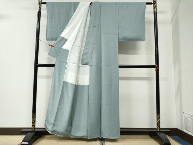 平和屋着物●上質な色無地　紋意匠　秘色色　正絹　逸品　CABE3113yc