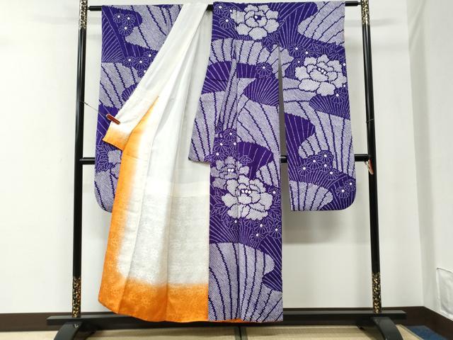 平和屋着物●豪華振袖　総絞り　牡丹花文　正絹　逸品　CABE3115yc