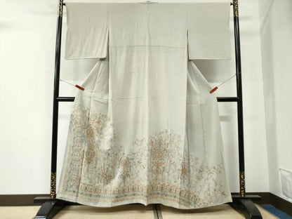 平和屋着物●豪華色留袖　総刺繍　人物更紗花唐草文　金糸　正絹　逸品　CABE3118yc