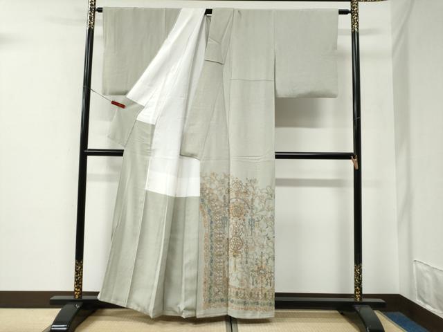 平和屋着物●豪華色留袖　総刺繍　人物更紗花唐草文　金糸　正絹　逸品　CABE3118yc