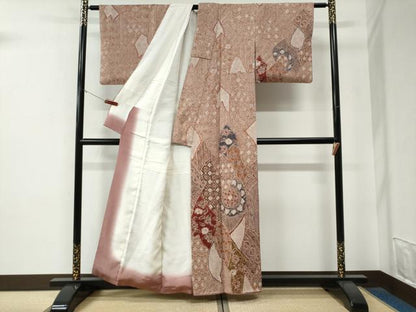 平和屋着物●訪問着　総絞り　吉祥花文　正絹　逸品　CABE3121yc