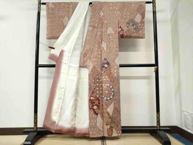 平和屋着物●訪問着　総絞り　吉祥花文　正絹　逸品　CABE3121yc