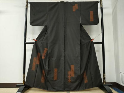 平和屋着物●訪問着　本場染大島紬　短冊吉祥唐草文　正絹　逸品　CABE3132yc